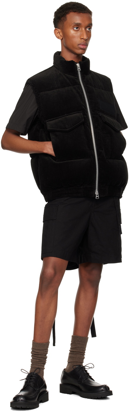 sacai Black Corduroy Down Vest Sacai