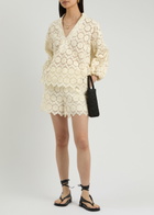 LA Double J Margarita Macramé Lace Shorts Off White