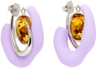 Mounser Silver & Purple Marshmallow Hoop Earrings