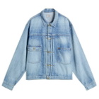 Unlikely Dry Goods Men's Time Travel Trucker Jacket in Vintage Indigo 1977 Wash