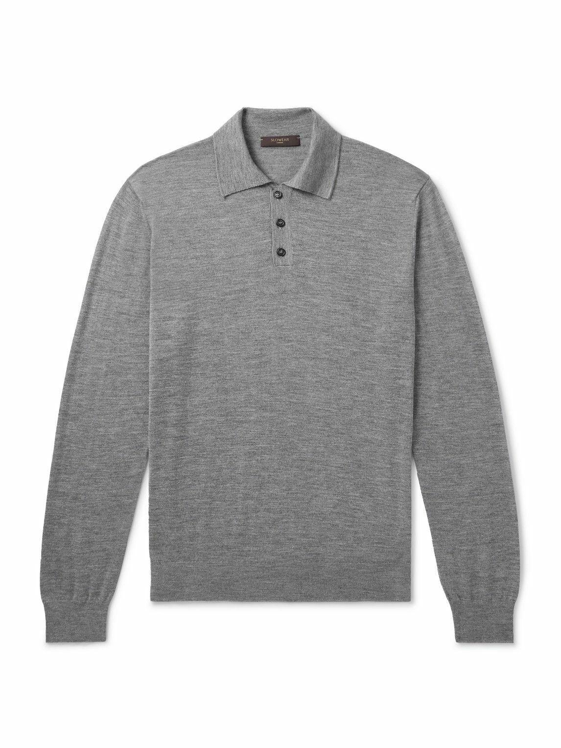Incotex - Slim-Fit Cashmere and Silk-Blend Polo Shirt - Gray