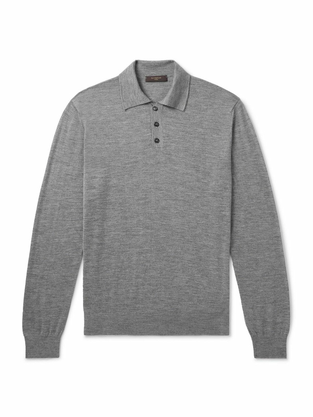 Photo: Incotex - Slim-Fit Cashmere and Silk-Blend Polo Shirt - Gray
