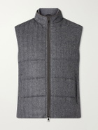 N.PEAL - Belgravia Quilted Herringbone Woven Wool, Silk and Cashmere-Blend Twill Gilet - Gray