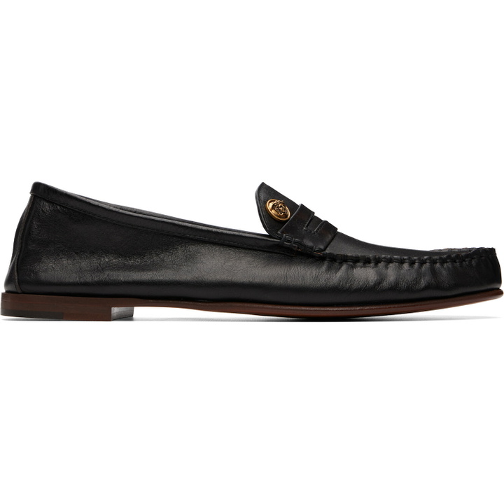 Photo: Versace Black Guanto Leather Loafers