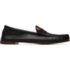Versace Black Guanto Leather Loafers