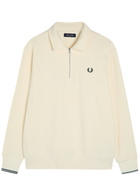 Fred Perry Half-zip Logo-embroidered Cotton Sweatshirt Ecru