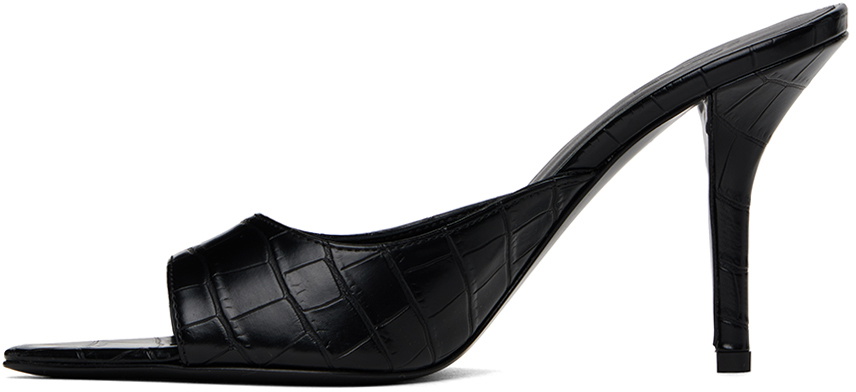 GIABORGHINI Black Perni 04 Croc Heeled Sandals