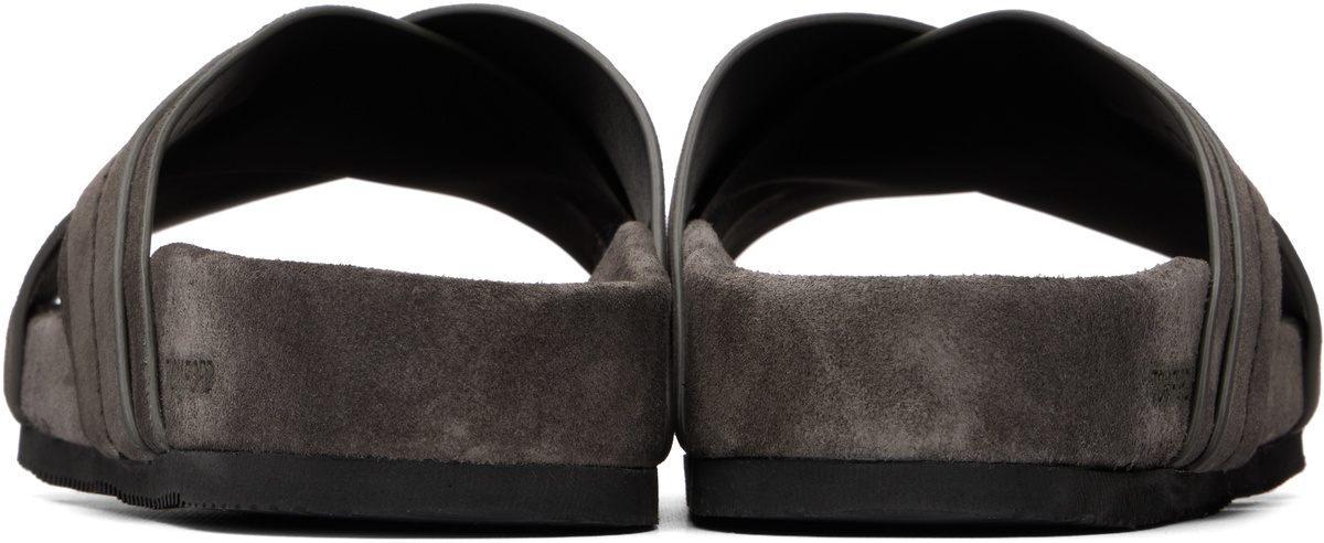 TOM FORD Gray Suede Wicklow Slides