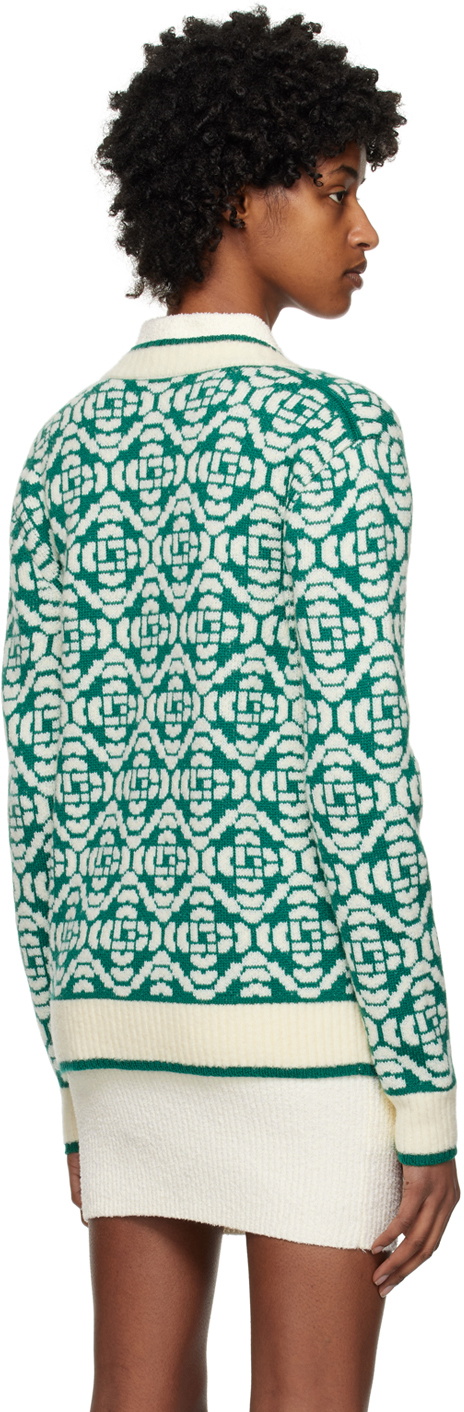 Casablanca Green & Off-White Monogram Cardigan Casablanca