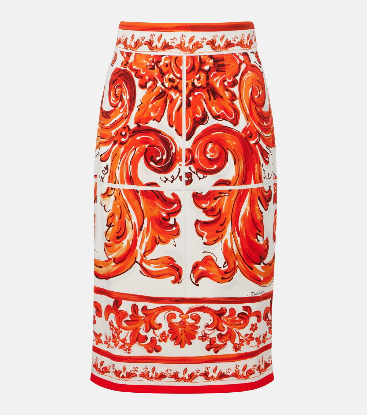 Dolce&Gabbana Majolica silk-blend charmeuse pencil skirt