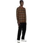 WACKO MARIA Brown Check Open Collar Shirt