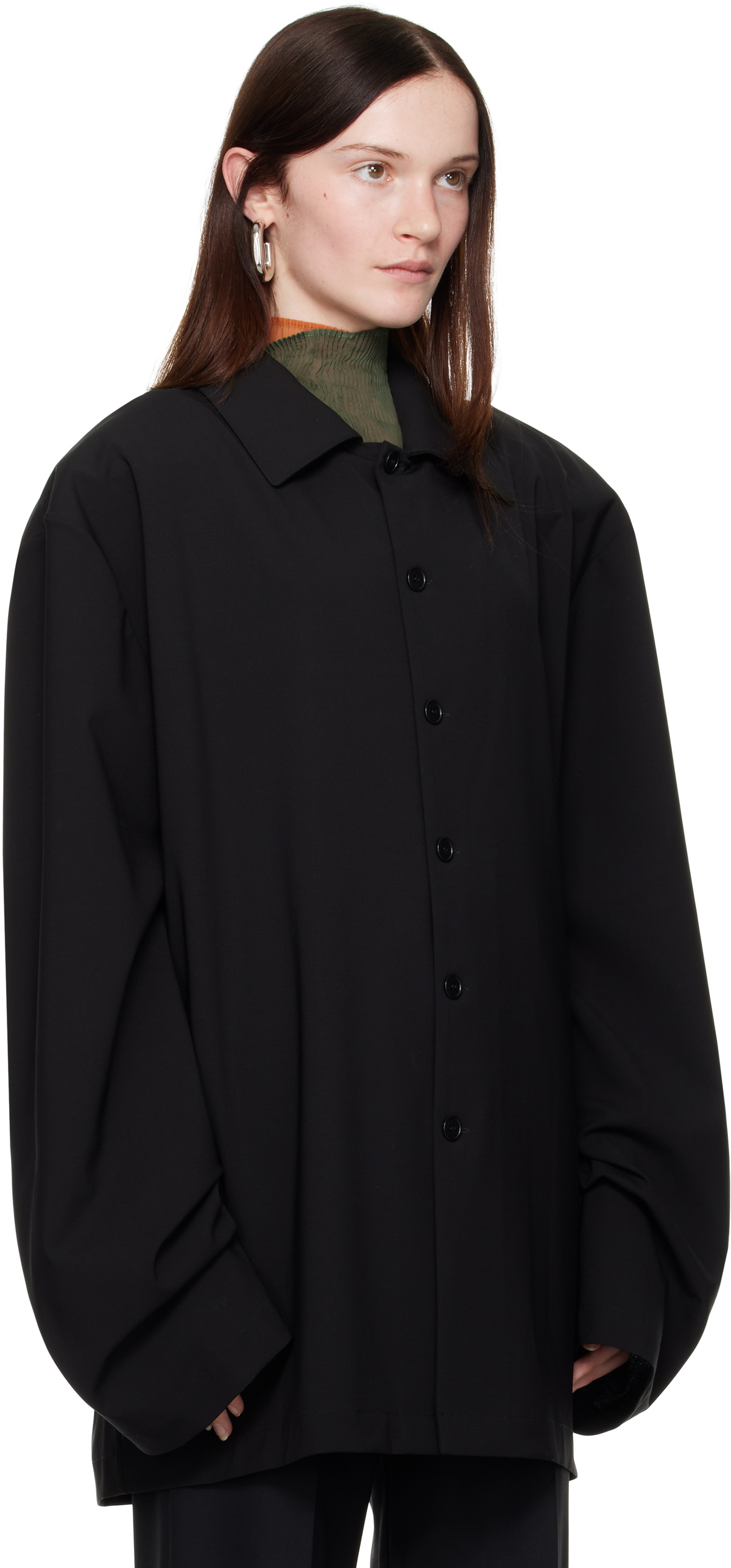 MARIE ADAM-LEENAERDT Black Padded Shoulder Jacket