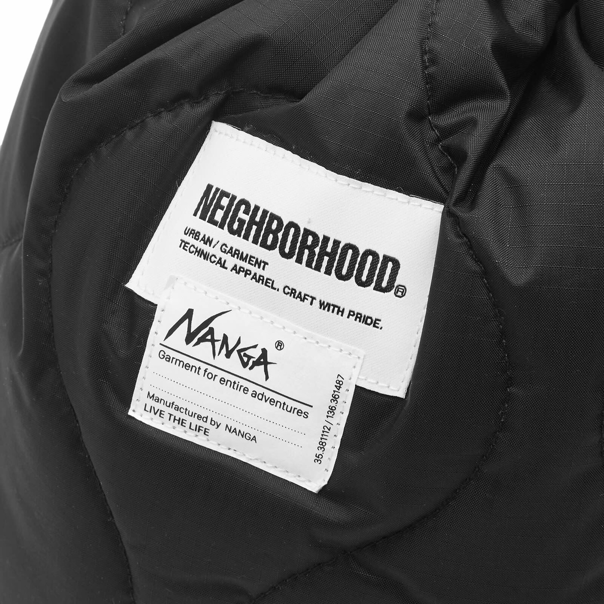 Neighborhood Men's x Nanga Down Drawstring Bag in Black