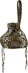 Blumarine Brown & Black Printed Satin Rhinestone Logo Pouch