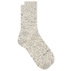 RoToTo Organic Cotton Slub Crew Sock in Navy