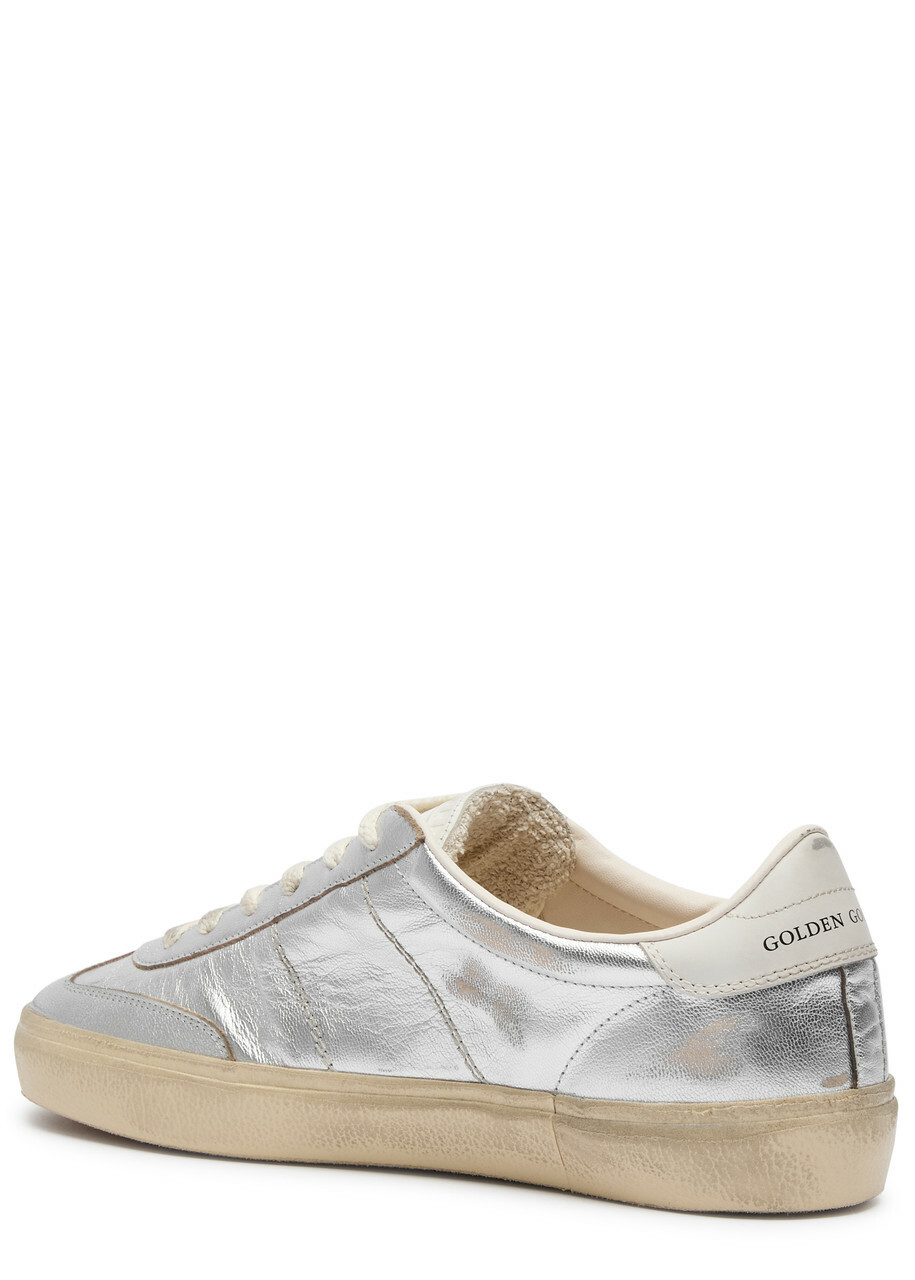 Golden Goose Soul Star Metallic Distressed Leather Sneakers