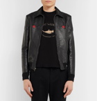 Saint Laurent - Slim-Fit Full-Grain Leather Bomber Jacket - Men - Black