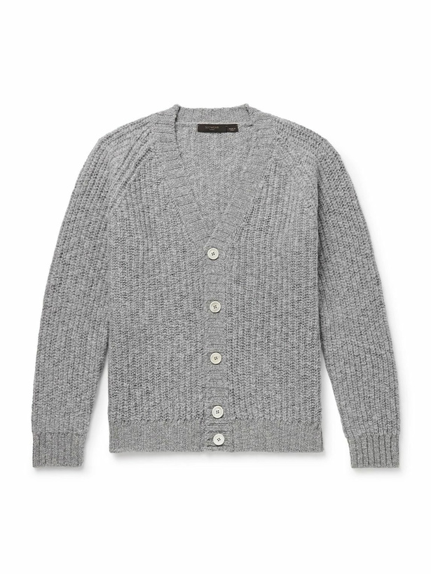 Photo: Incotex - Zanone Ribbed Wool Cardigan - Gray