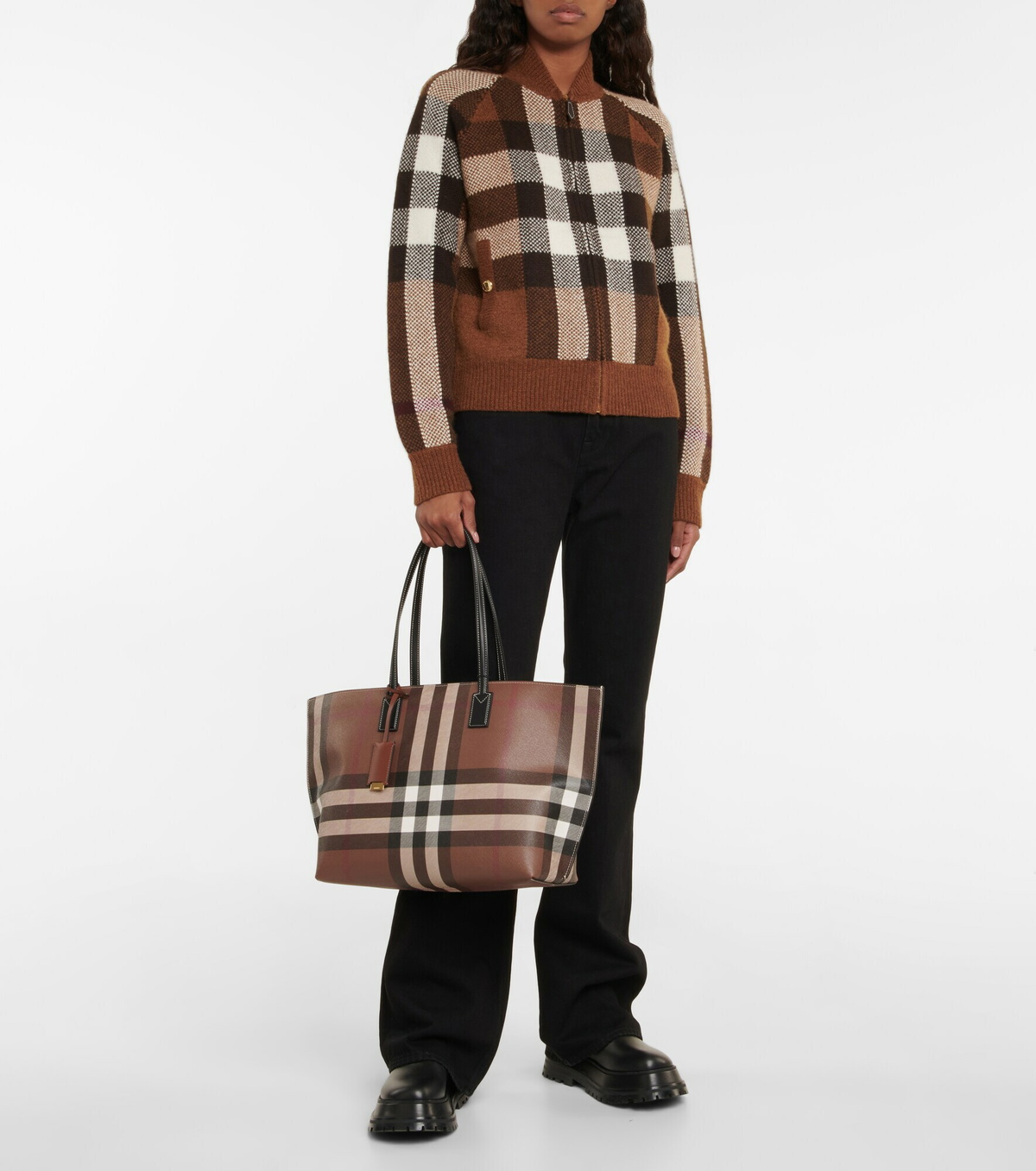 Burberry - Medium checked canvas tote