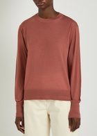 Another Tomorrow Crew-neck Fine-knit T-shirt Red