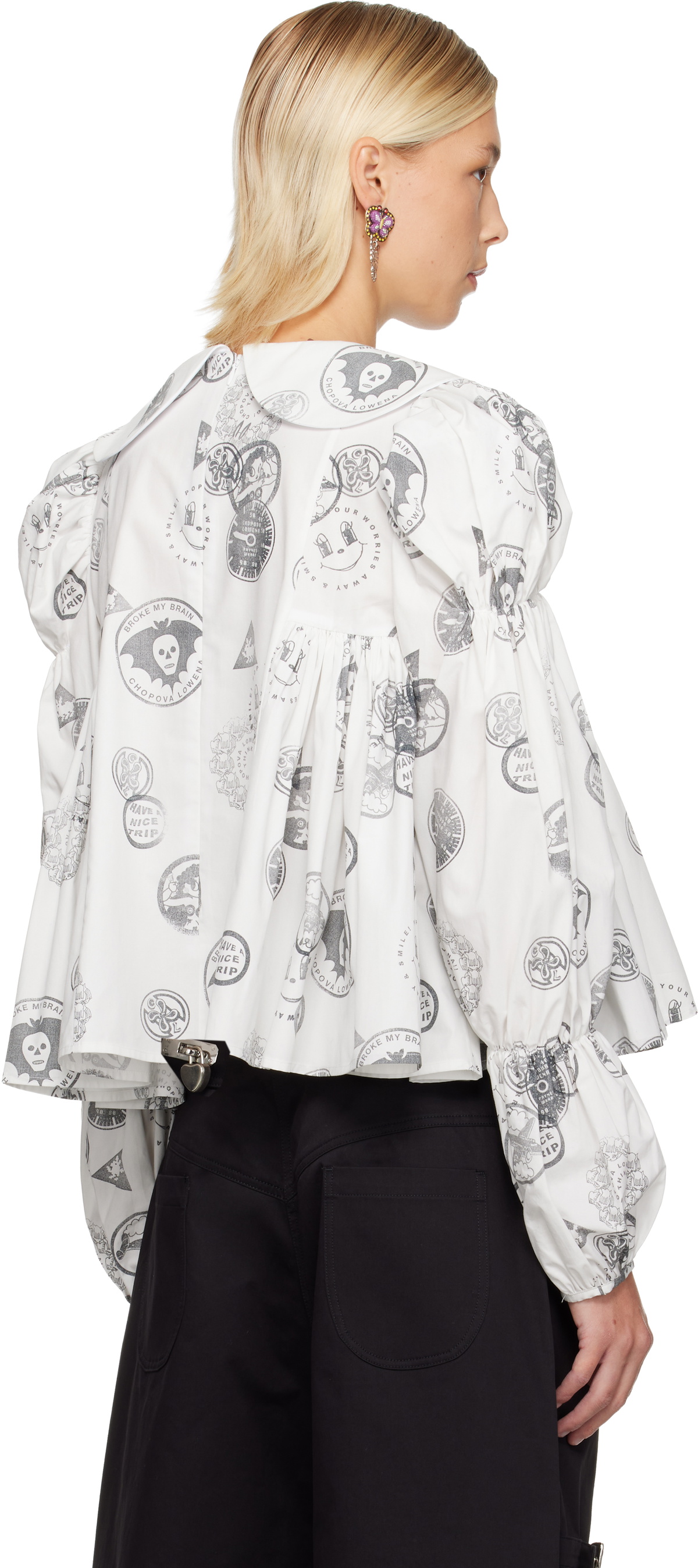 Chopova Lowena White Willa Stamped Blouse