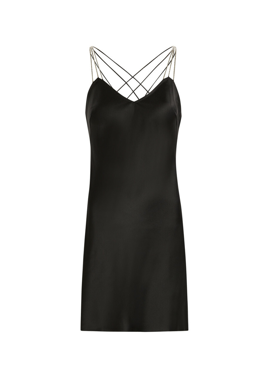 Anna October Ofelia Embellished Satin-crepe Mini Dress Black