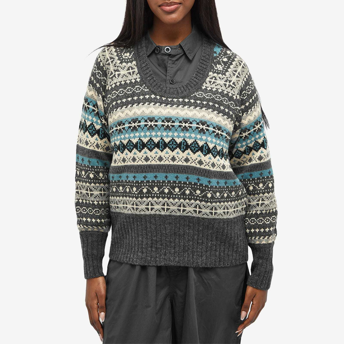 Beams Boy Women's Fair Fairisle Knit in Charcoal