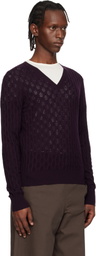 Dries Van Noten Purple Open-Knit Sweater