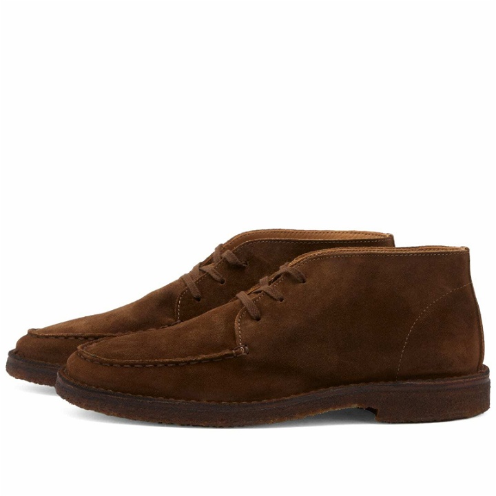 Photo: Drake's Men's Crosby Moc Toe Chukka Boots in Brown Suede
