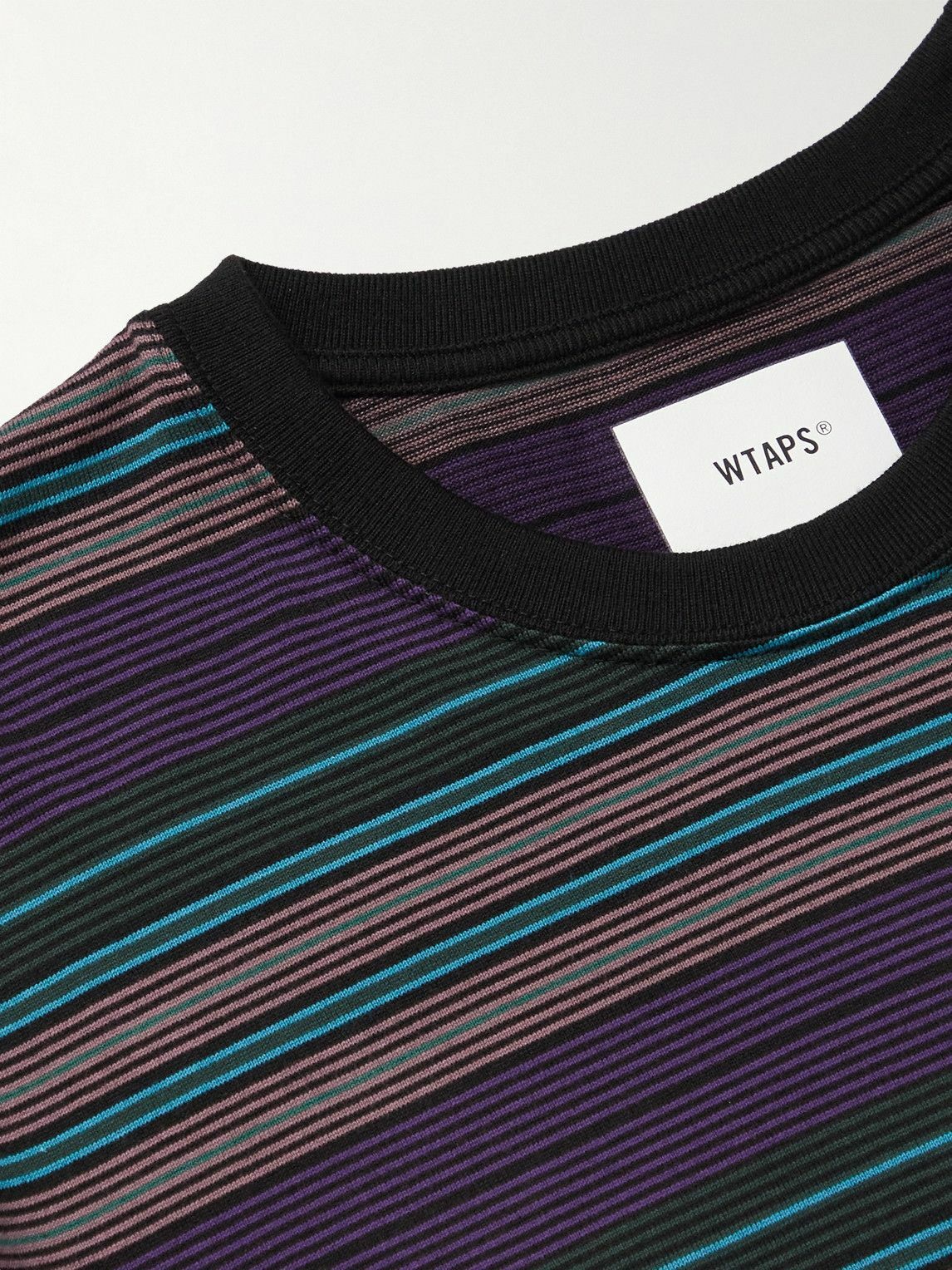 WTAPS - Logo-Embroidered Striped Cotton-Jersey T-Shirt - Purple WTAPS