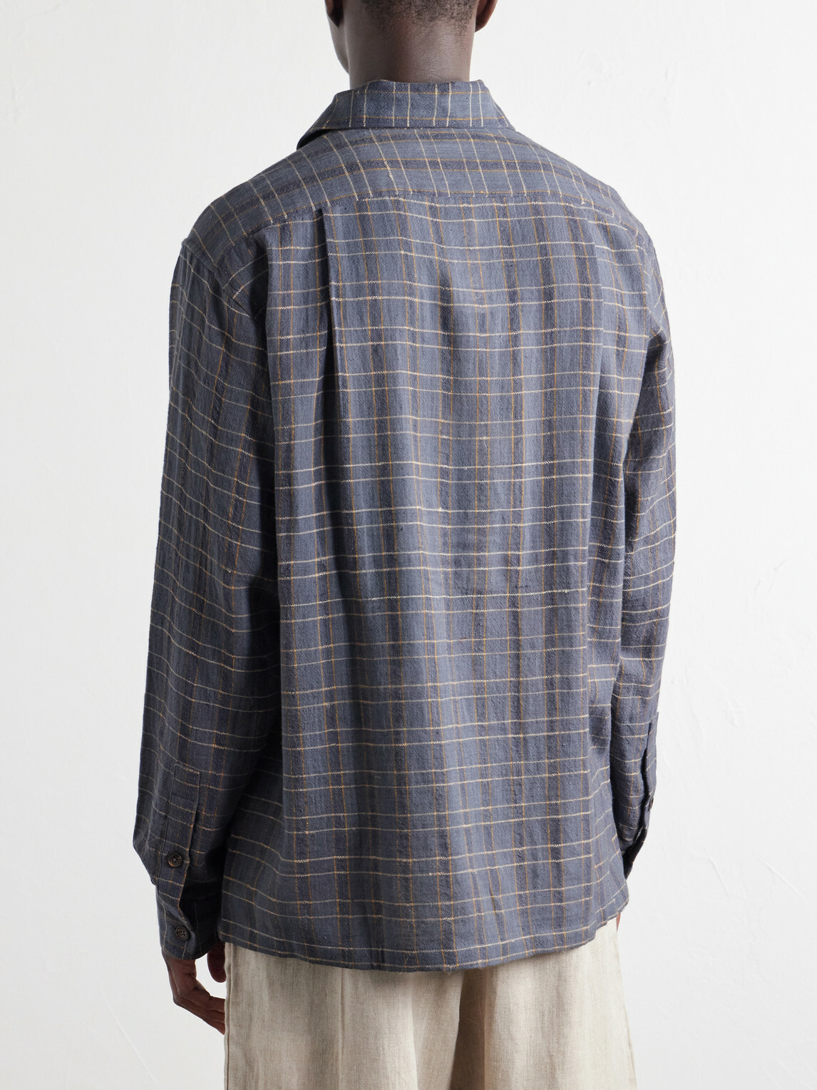 Kartik Research - Checked Cotton and Silk-Blend Shirt - Blue