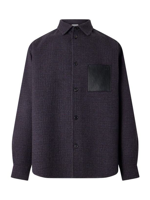 Photo: LOEWE - Leather-Patched Wool and Silk-Blend Overshirt - Blue