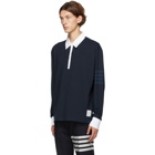Thom Browne Navy 4-Bar Rugby Long Sleeve Polo