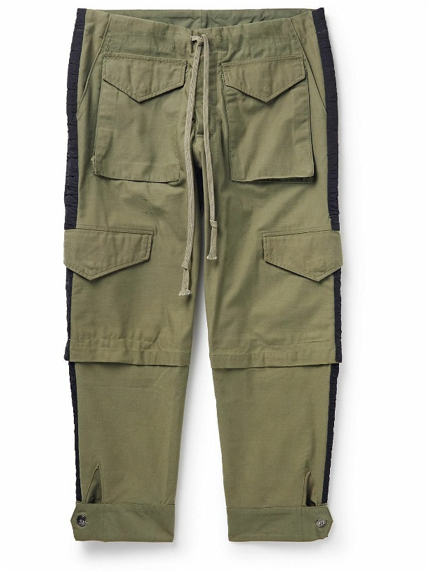 Photo: Greg Lauren - Army Tapered Cotton-Blend Drawstring Cargo Trousers - Green