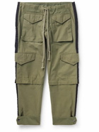 Greg Lauren - Army Tapered Cotton-Blend Drawstring Cargo Trousers - Green