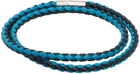 Hugo Blue & Black Double-Wrap Two-Tone Leather Bracelet