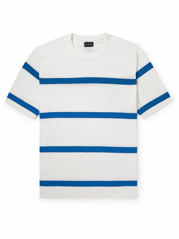 Photo: Club Monaco - Striped Cotton-Blend Terry T-Shirt - White