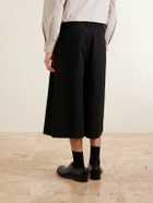 Amomento - Cotton-Blend Wide-Leg Bermuda Shorts - Black