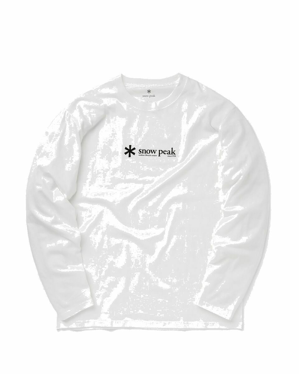 Photo: Snow Peak Soft Cotton Logo Long Sleeve T Shirt White - Mens - Longsleeves
