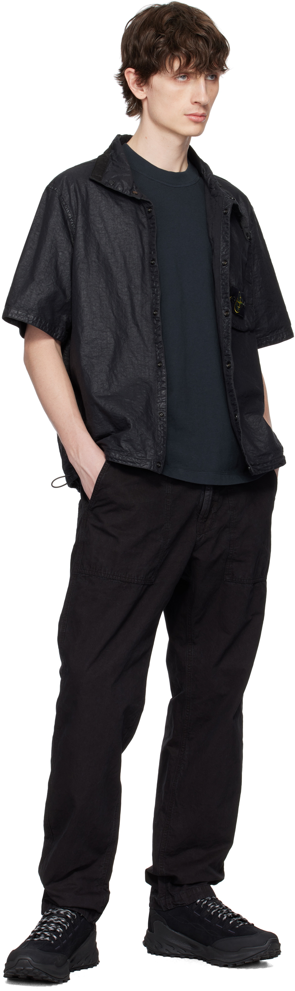 Stone Island Black Organic Look Nylon Panama-TC Shirt Stone Island