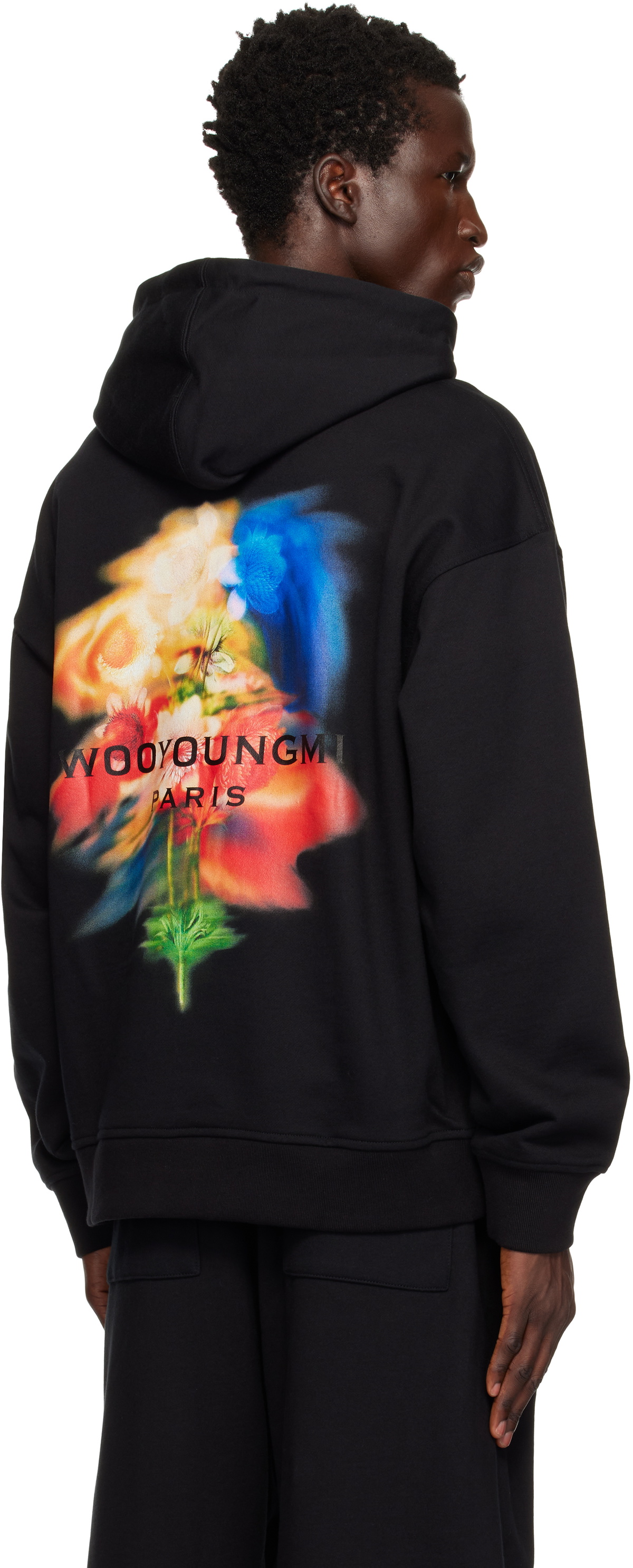 【WOOYOUNGMI】Flower Back Logo Hoodie Black Flower Back Logo Hoodie - WOOYOUNGMI