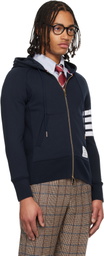 Thom Browne Navy Classic Loopback 4-Bar Full Zip Hoodie
