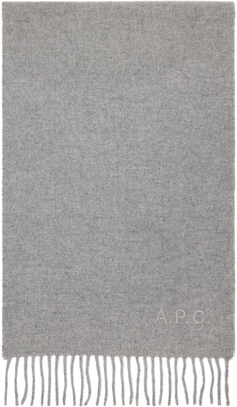 Photo: A.P.C. Gray Ambroise Embroidered Scarf