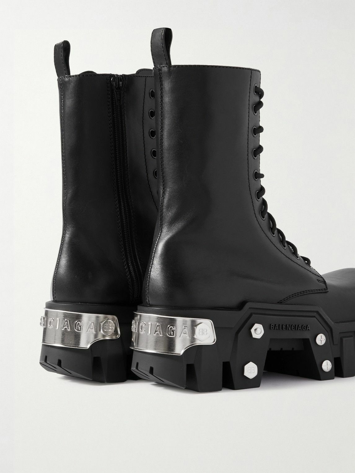 Balenciaga - Bulldozer Embellished Leather Boots - Black Balenciaga