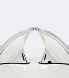 Aquazzura Bisous mirrored leather wedge mules
