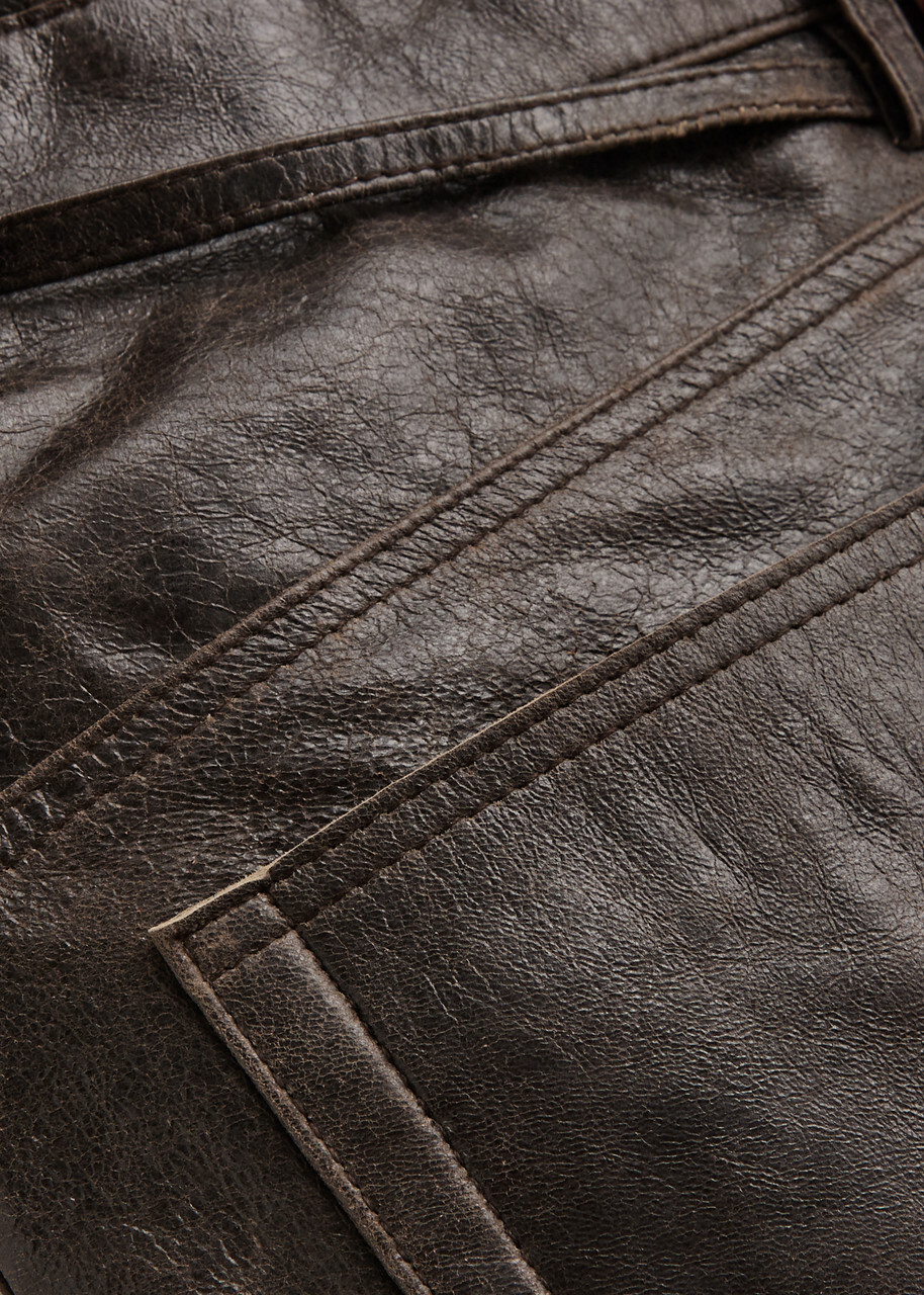 Day Birger ET Mikkelsen Elijah Belted Straight-leg Leather Trousers Brown
