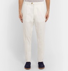 Brunello Cucinelli - Tapered Cotton-Blend Twill Trousers - White