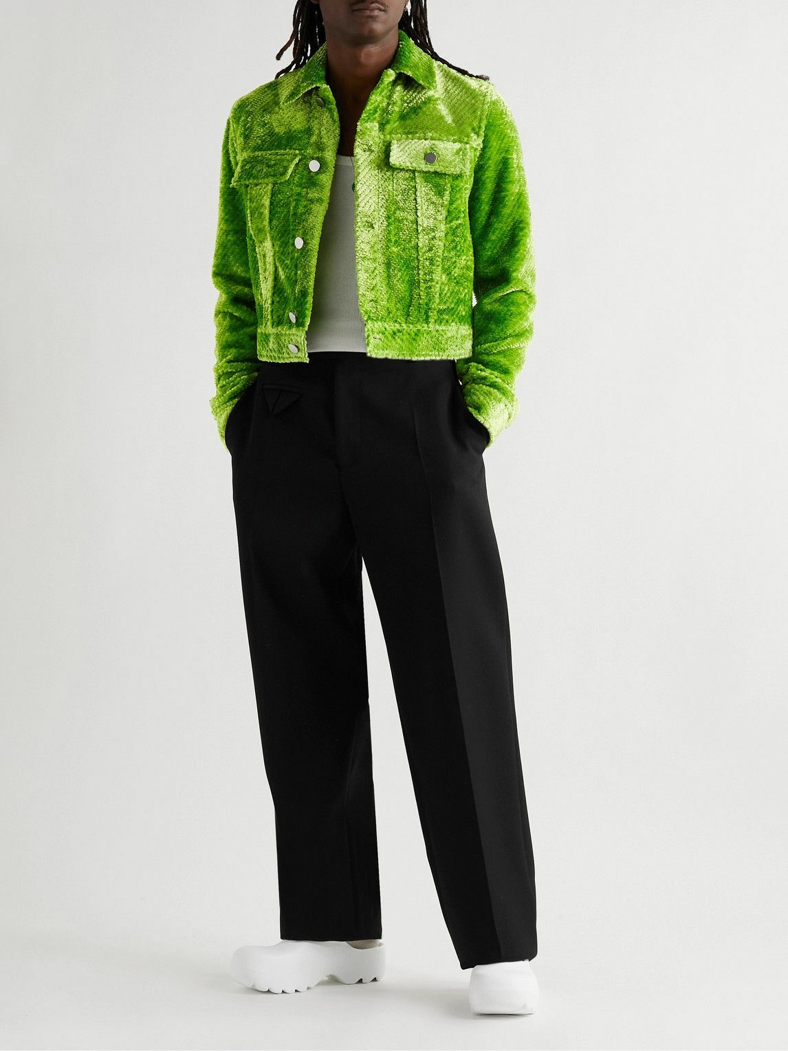 Bottega Veneta - Slim-Fit Cropped Chenille-Twill Trucker