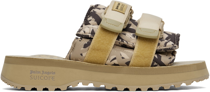 Photo: Palm Angels Beige & Black Suicoke Edition Moto-P Sandals