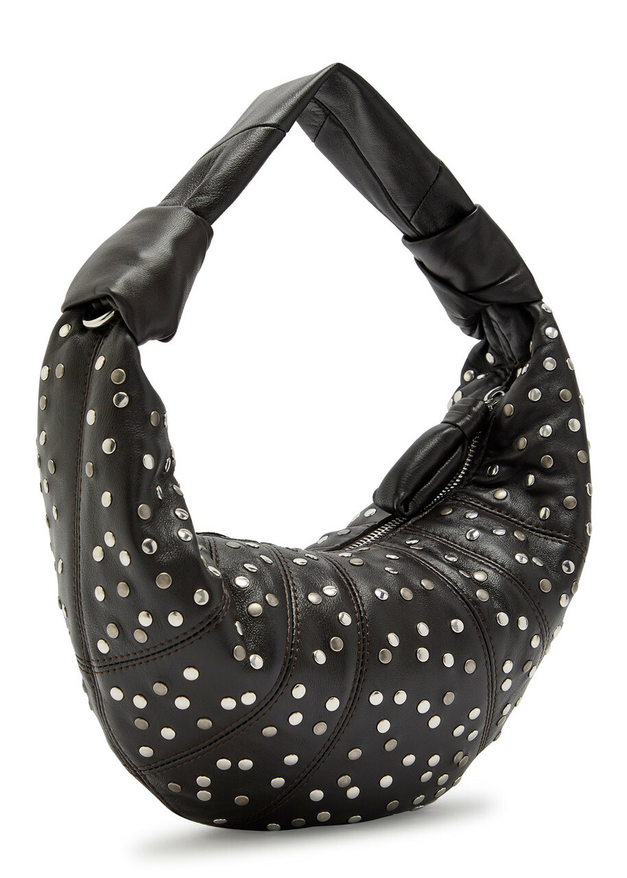 Lemaire Fortune Croissant Mini Studded Leather Shoulder bag - Chocolate - One Size